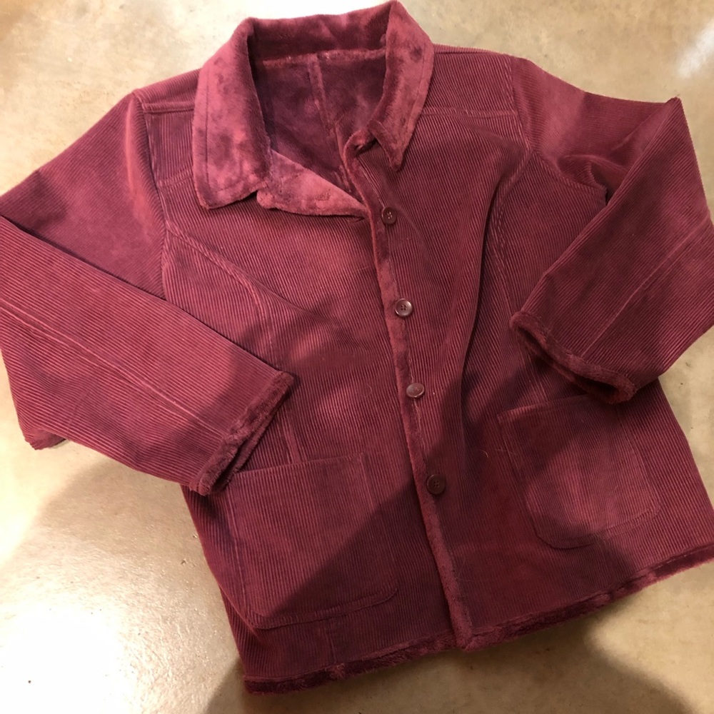 Reversible Corduroy/Plush Coat Sz L #NZ3